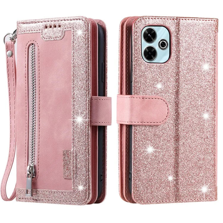 For Xiaomi Redmi 13 5G / 4G Case PU Leather Phone Cover with Zipper Wallet 9 Card Slots