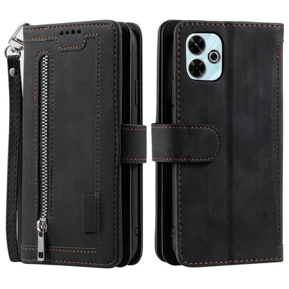 For Xiaomi Redmi 13 5G / 4G Case PU Leather Phone Cover with Zipper Wallet 9 Card Slots