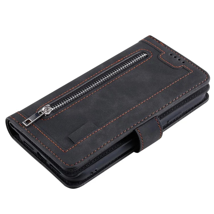 For Xiaomi Redmi 13 5G / 4G Case PU Leather Phone Cover with Zipper Wallet 9 Card Slots