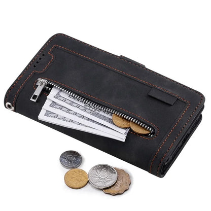 For Xiaomi Redmi 13 5G / 4G Case PU Leather Phone Cover with Zipper Wallet 9 Card Slots