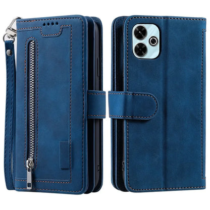 For Xiaomi Redmi 13 5G / 4G Case PU Leather Phone Cover with Zipper Wallet 9 Card Slots