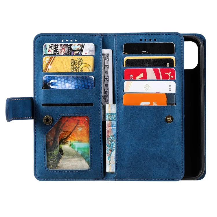 For Xiaomi Redmi 13 5G / 4G Case PU Leather Phone Cover with Zipper Wallet 9 Card Slots
