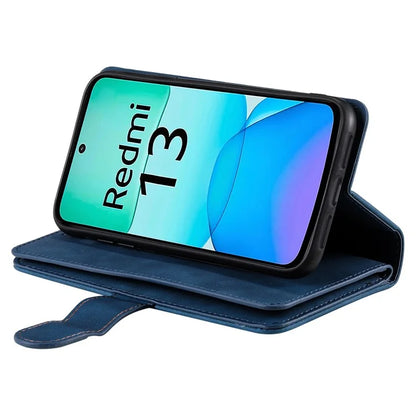 For Xiaomi Redmi 13 5G / 4G Case PU Leather Phone Cover with Zipper Wallet 9 Card Slots
