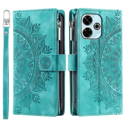 Style 006 For Xiaomi Redmi 13 5G / 4G Wallet Case PU Leather Phone Cover Mandala Flower Pattern