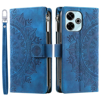 Style 006 For Xiaomi Redmi 13 5G / 4G Wallet Case PU Leather Phone Cover Mandala Flower Pattern