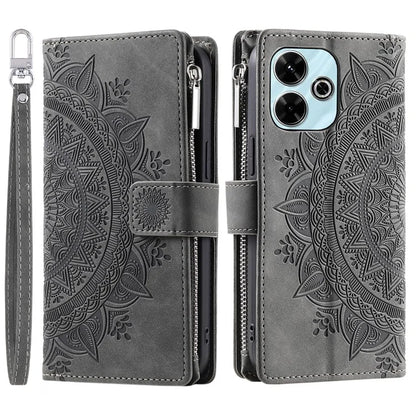 Style 006 For Xiaomi Redmi 13 5G / 4G Wallet Case PU Leather Phone Cover Mandala Flower Pattern