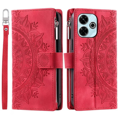 Style 006 For Xiaomi Redmi 13 5G / 4G Wallet Case PU Leather Phone Cover Mandala Flower Pattern