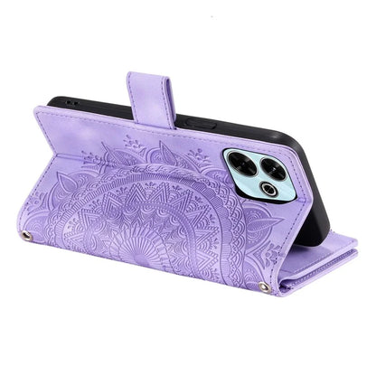 Style 006 For Xiaomi Redmi 13 5G / 4G Wallet Case PU Leather Phone Cover Mandala Flower Pattern