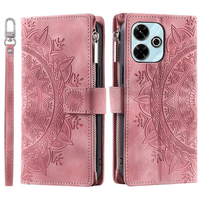 Style 006 For Xiaomi Redmi 13 5G / 4G Wallet Case PU Leather Phone Cover Mandala Flower Pattern