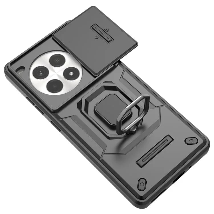 For OnePlus Ace 3 Pro 5G Case PC+TPU Ring Kickstand Phone Protector with Lens Cover