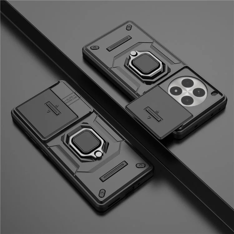For OnePlus Ace 3 Pro 5G Case PC+TPU Ring Kickstand Phone Protector with Lens Cover