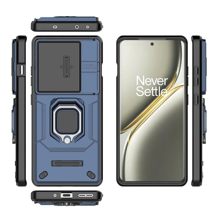 For OnePlus Ace 3 Pro 5G Case PC+TPU Ring Kickstand Phone Protector with Lens Cover