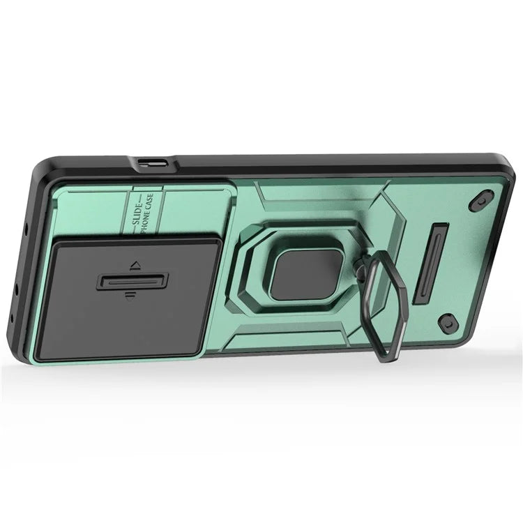 For OnePlus Ace 3 Pro 5G Case PC+TPU Ring Kickstand Phone Protector with Lens Cover