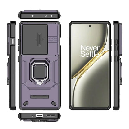 For OnePlus Ace 3 Pro 5G Case PC+TPU Ring Kickstand Phone Protector with Lens Cover
