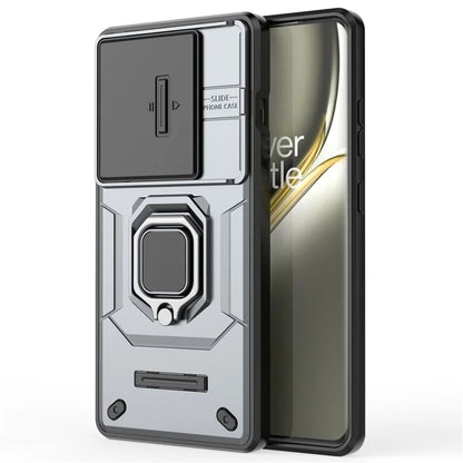 For OnePlus Ace 3 Pro 5G Case PC+TPU Ring Kickstand Phone Protector with Lens Cover