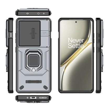 For OnePlus Ace 3 Pro 5G Case PC+TPU Ring Kickstand Phone Protector with Lens Cover