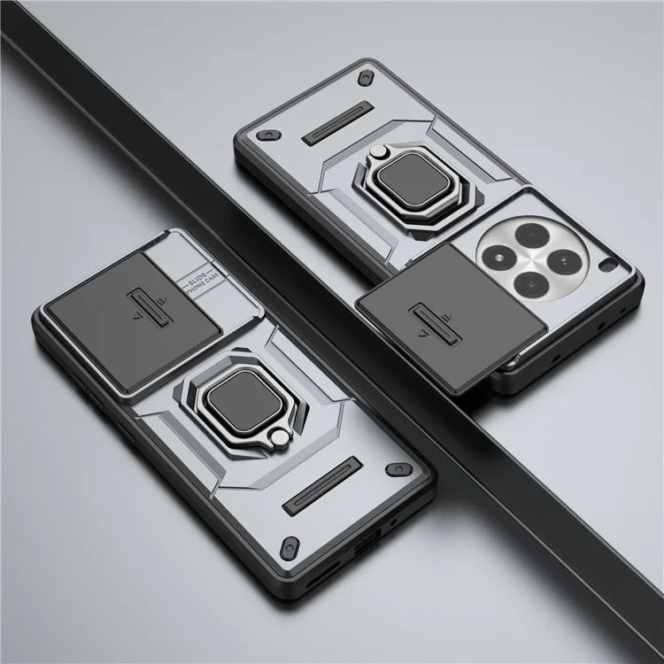 For OnePlus Ace 3 Pro 5G Case PC+TPU Ring Kickstand Phone Protector with Lens Cover