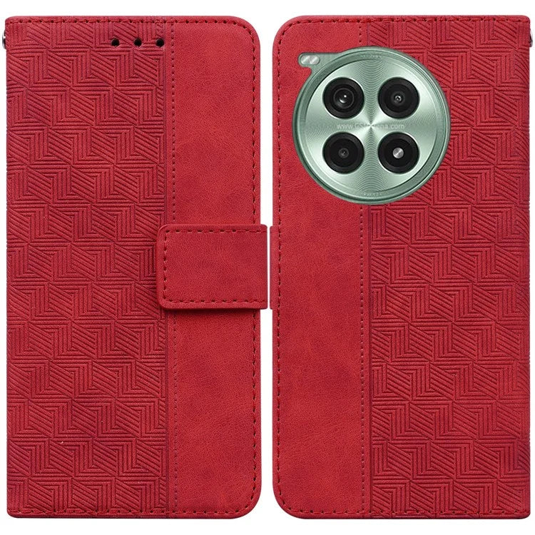 For OnePlus Ace 3 Pro 5G Case Geometry Pattern Leather Flip Wallet Phone Cover