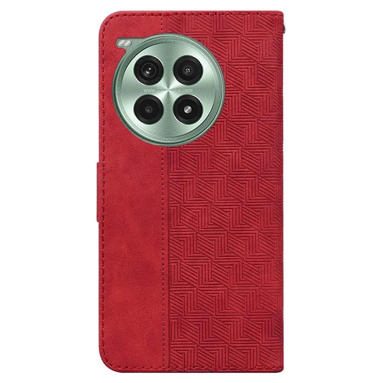 For OnePlus Ace 3 Pro 5G Case Geometry Pattern Leather Flip Wallet Phone Cover