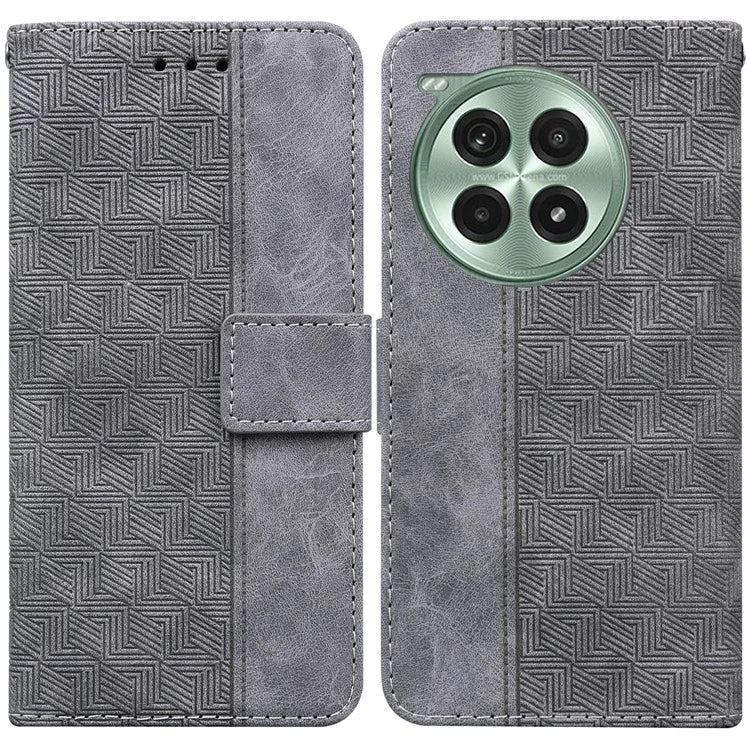 For OnePlus Ace 3 Pro 5G Case Geometry Pattern Leather Flip Wallet Phone Cover
