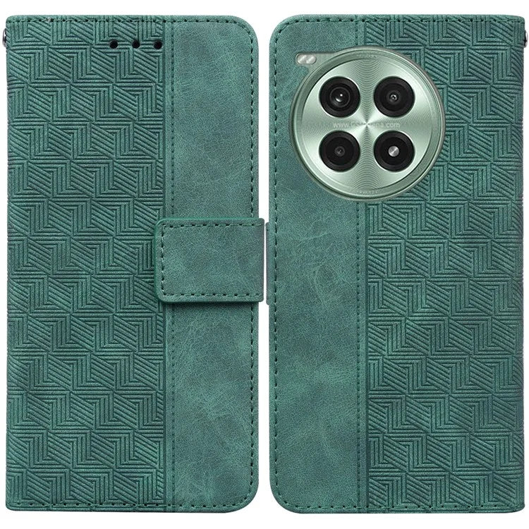 For OnePlus Ace 3 Pro 5G Case Geometry Pattern Leather Flip Wallet Phone Cover