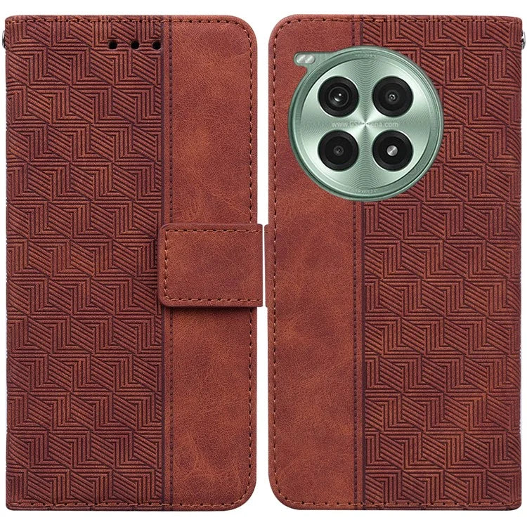For OnePlus Ace 3 Pro 5G Case Geometry Pattern Leather Flip Wallet Phone Cover