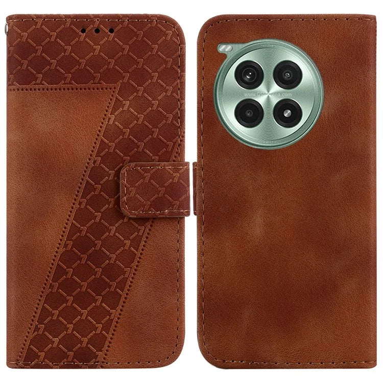 For OnePlus Ace 3 Pro 5G Stand Case 7-Shaped Pattern Imprint Leather Phone Cover