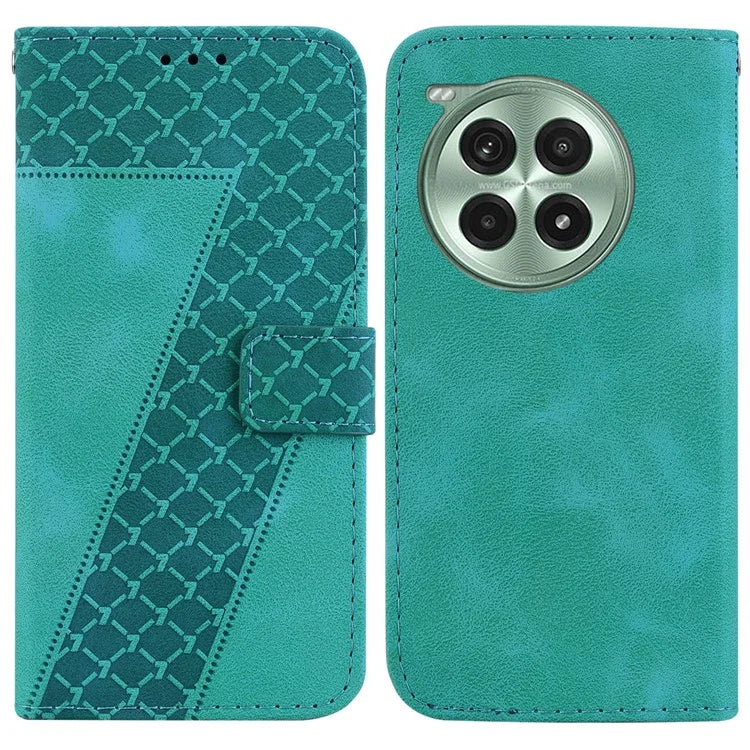 For OnePlus Ace 3 Pro 5G Stand Case 7-Shaped Pattern Imprint Leather Phone Cover
