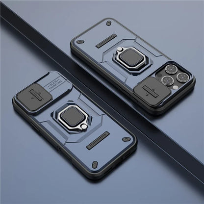 For iPhone 16 Pro Max Case Ring Kickstand Camshield PC+TPU Phone Cover