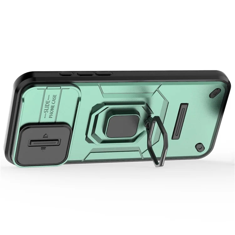 For iPhone 16 Pro Max Case Ring Kickstand Camshield PC+TPU Phone Cover