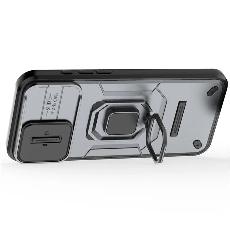 For iPhone 16 Pro Max Case Ring Kickstand Camshield PC+TPU Phone Cover