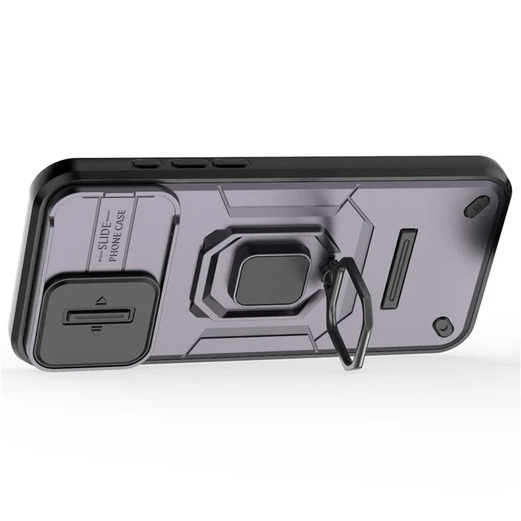 For iPhone 16 Pro Max Case Ring Kickstand Camshield PC+TPU Phone Cover