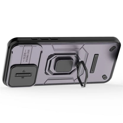 For iPhone 16 Pro Max Case Ring Kickstand Camshield PC+TPU Phone Cover