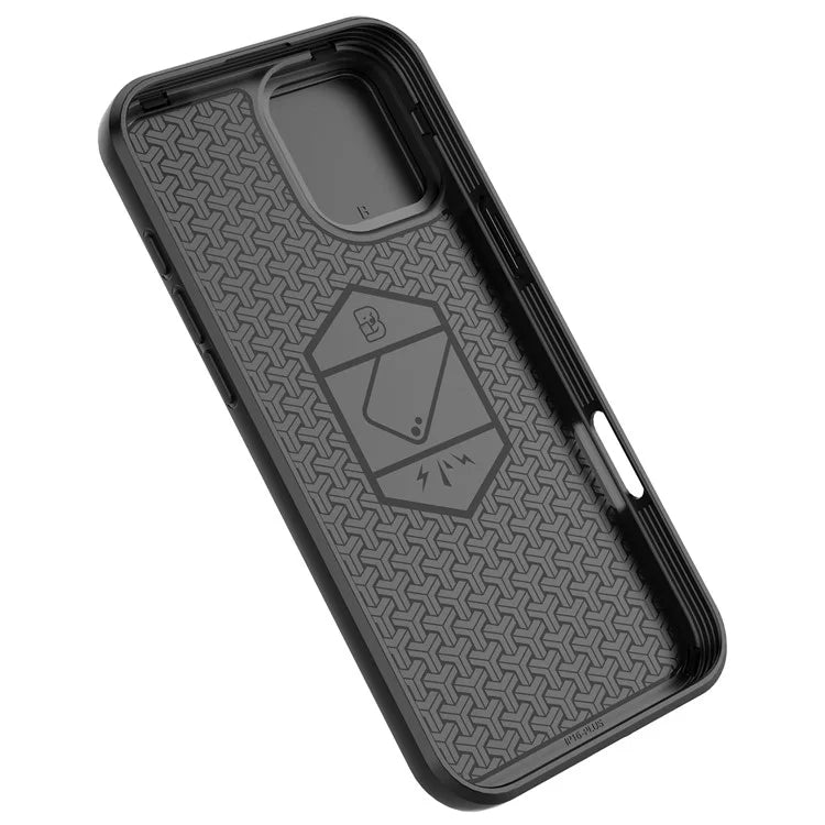 For iPhone 16 Plus Case PC+TPU Camshield Phone Cover with Ring Holder Kickstand
