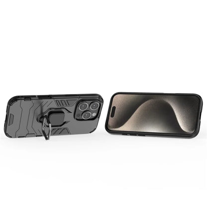 For iPhone 16 Pro Case PC+TPU Ring Kickstand Protective Phone Cover