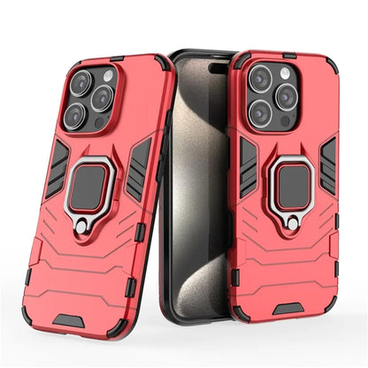 For iPhone 16 Pro Case PC+TPU Ring Kickstand Protective Phone Cover