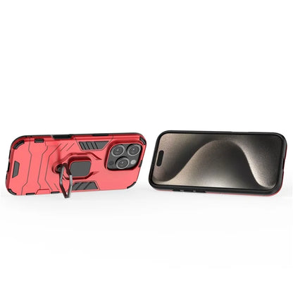 For iPhone 16 Pro Case PC+TPU Ring Kickstand Protective Phone Cover