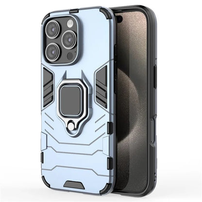 For iPhone 16 Pro Case PC+TPU Ring Kickstand Protective Phone Cover