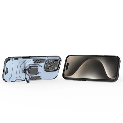 For iPhone 16 Pro Case PC+TPU Ring Kickstand Protective Phone Cover