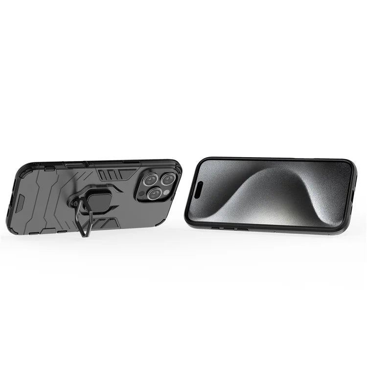 For iPhone 16 Pro Max Case PC+TPU Hybrid Phone Cover with Ring Kickstand