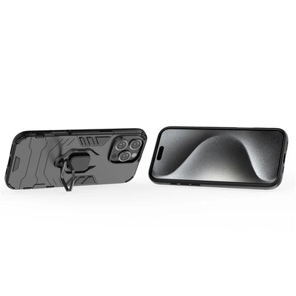 For iPhone 16 Pro Max Case PC+TPU Hybrid Phone Cover with Ring Kickstand