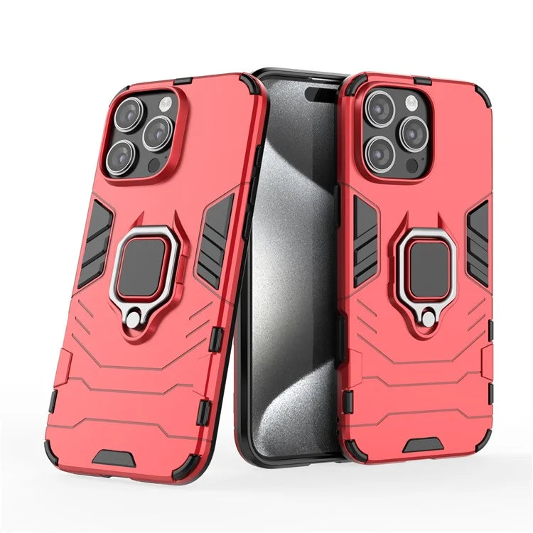 For iPhone 16 Pro Max Case PC+TPU Hybrid Phone Cover with Ring Kickstand