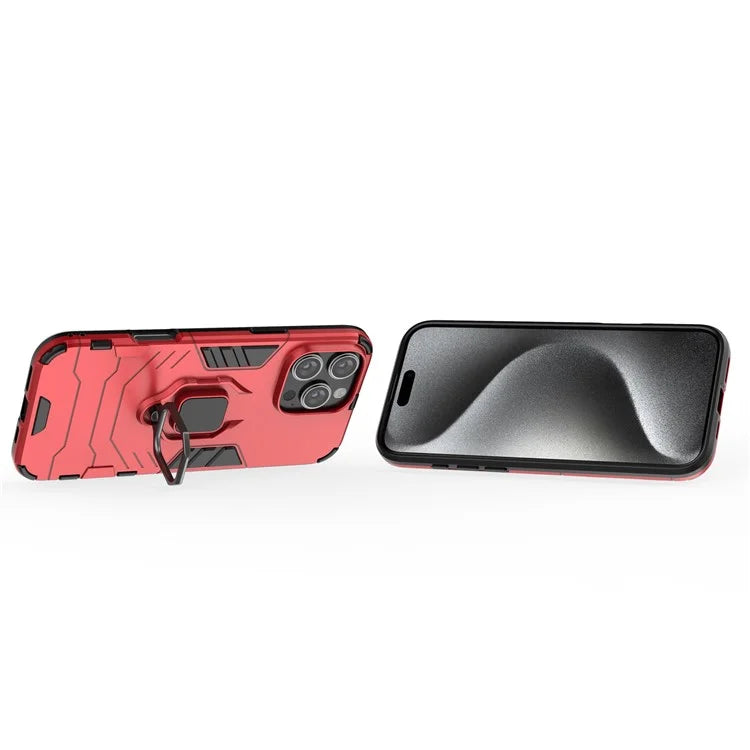 For iPhone 16 Pro Max Case PC+TPU Hybrid Phone Cover with Ring Kickstand
