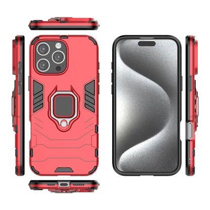 For iPhone 16 Pro Max Case PC+TPU Hybrid Phone Cover with Ring Kickstand
