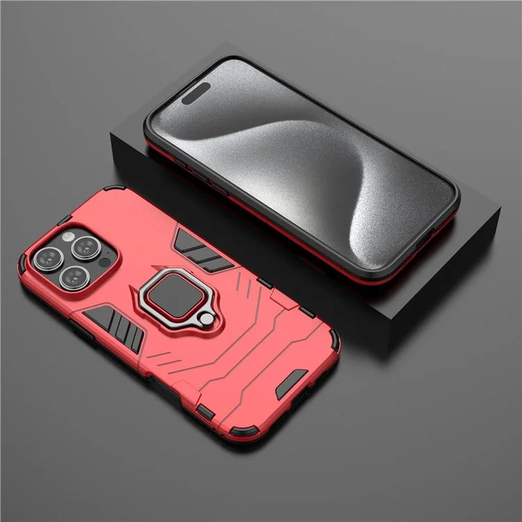 For iPhone 16 Pro Max Case PC+TPU Hybrid Phone Cover with Ring Kickstand