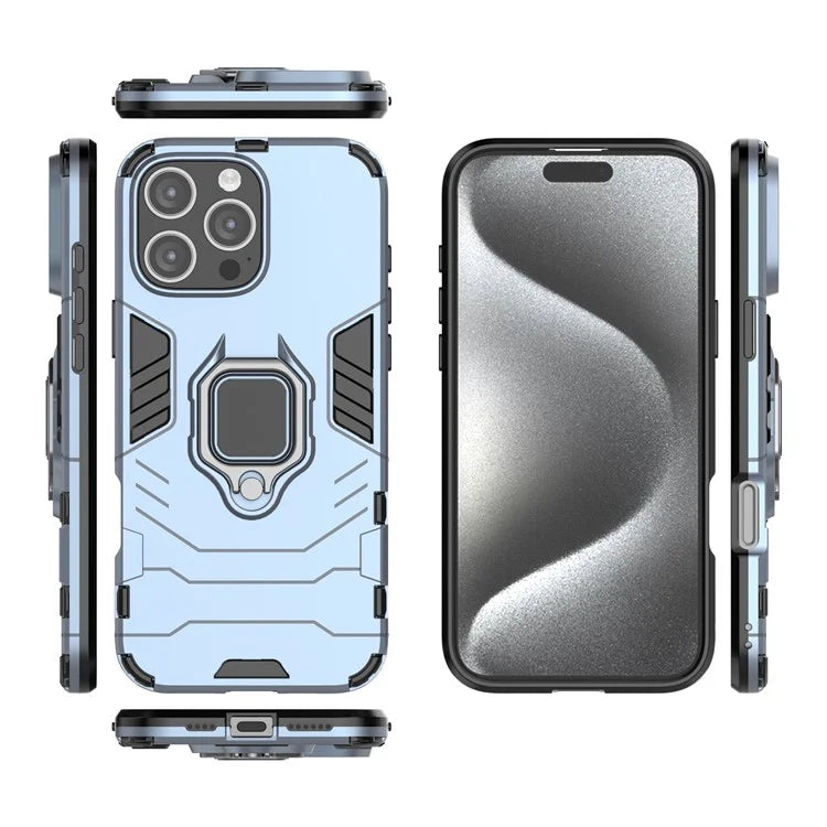 For iPhone 16 Pro Max Case PC+TPU Hybrid Phone Cover with Ring Kickstand