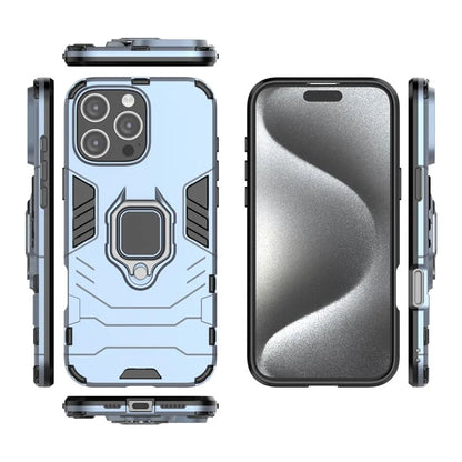 For iPhone 16 Pro Max Case PC+TPU Hybrid Phone Cover with Ring Kickstand