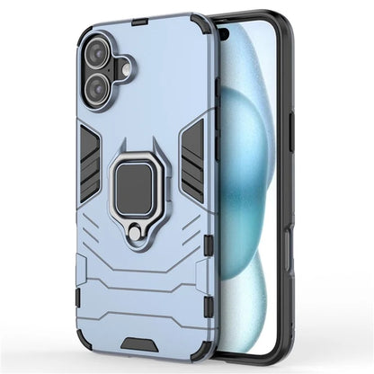 For iPhone 16 Plus Case PC+TPU Ring Kickstand Anti-Drop Phone Cover