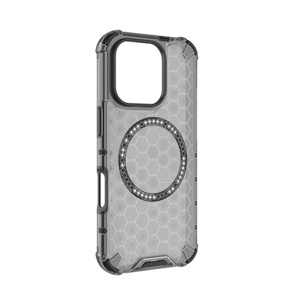 For iPhone 16 Pro Max Magnetic Case TPU+PC Dual Layer Honeycomb Phone Cover