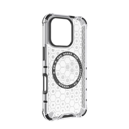 For iPhone 16 Pro Max Magnetic Case TPU+PC Dual Layer Honeycomb Phone Cover
